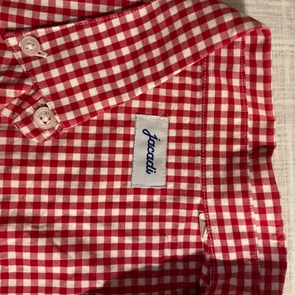 Authentic Jacadi boys Button down shirt plaid red cute abs rare size 10 - Picture 5 of 7